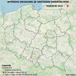 POLICYJNA MAPA WYPADKÓW DROGOWYCH ZE SKUTKIEM ŚMIERTELNYM – WAKACJE 2021